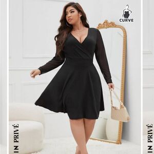 Shein Fit Black Dress with Sheer Sleeves Size 4X